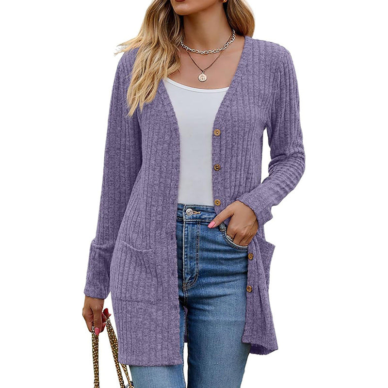 🌸 2026 Fall New Arrival ✨Mid-Length Knit Cardigan With Pockets