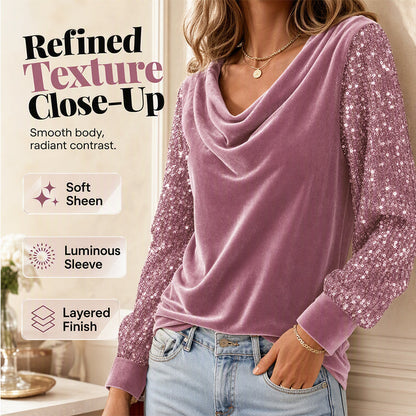 🌸✨Shimmer Velvet Long Sleeve Top