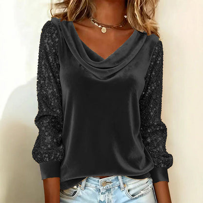 🌸✨Shimmer Velvet Long Sleeve Top