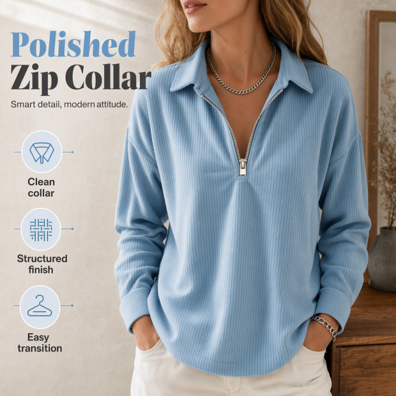 🌸Hot Sale 50% OFF💖 Relaxed Texture Zip Top
