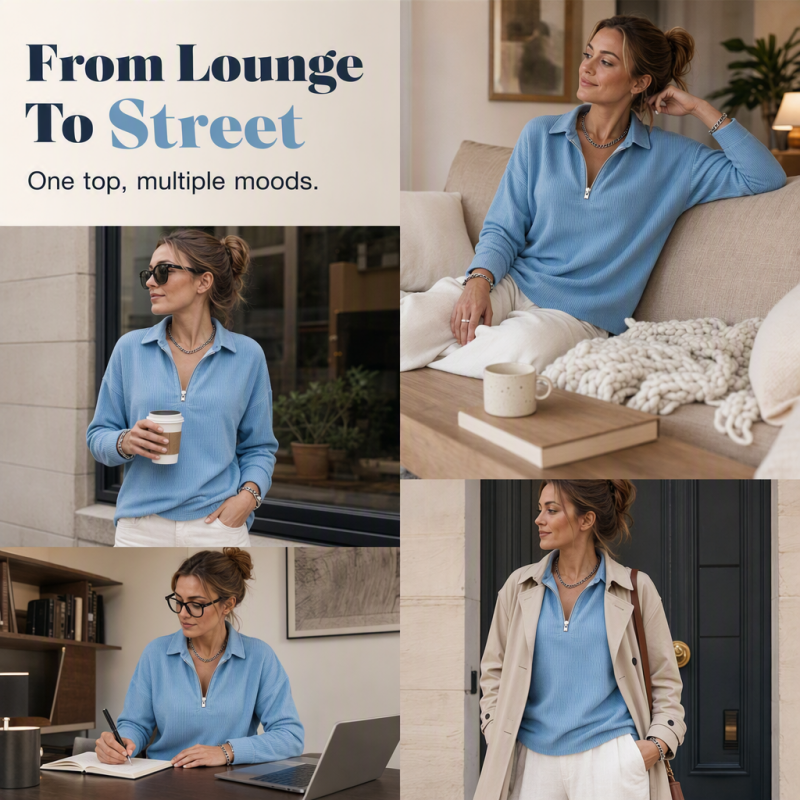 🌸Hot Sale 50% OFF💖 Relaxed Texture Zip Top