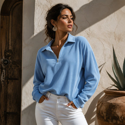 🌸Hot Sale 50% OFF💖 Relaxed Texture Zip Top