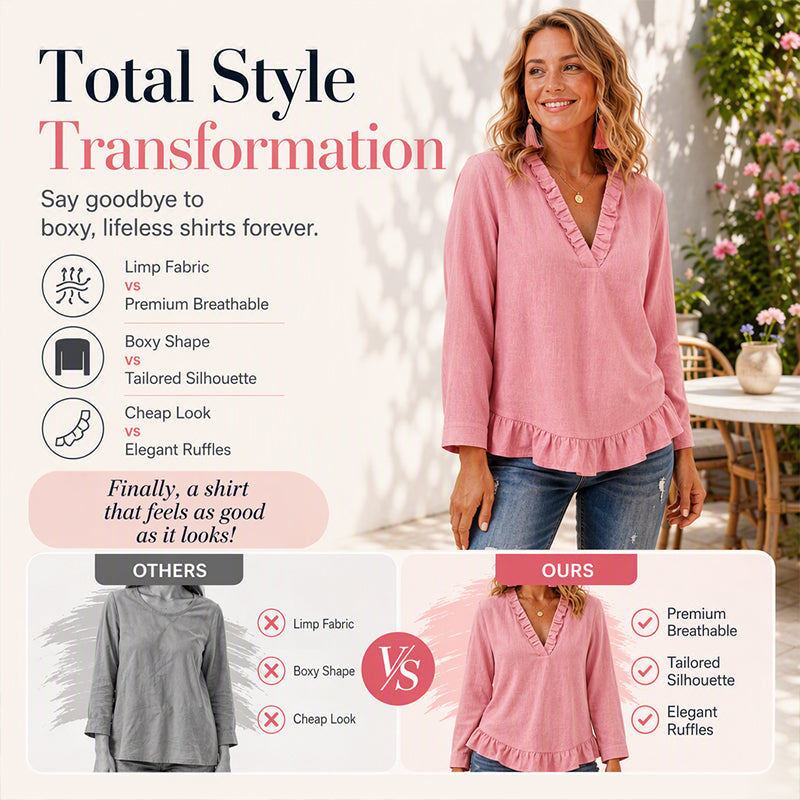 50% OFF👗💖Women's Ruffled V-Neck Blouse