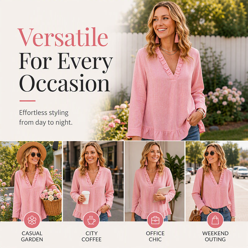 50% OFF👗💖Women's Ruffled V-Neck Blouse
