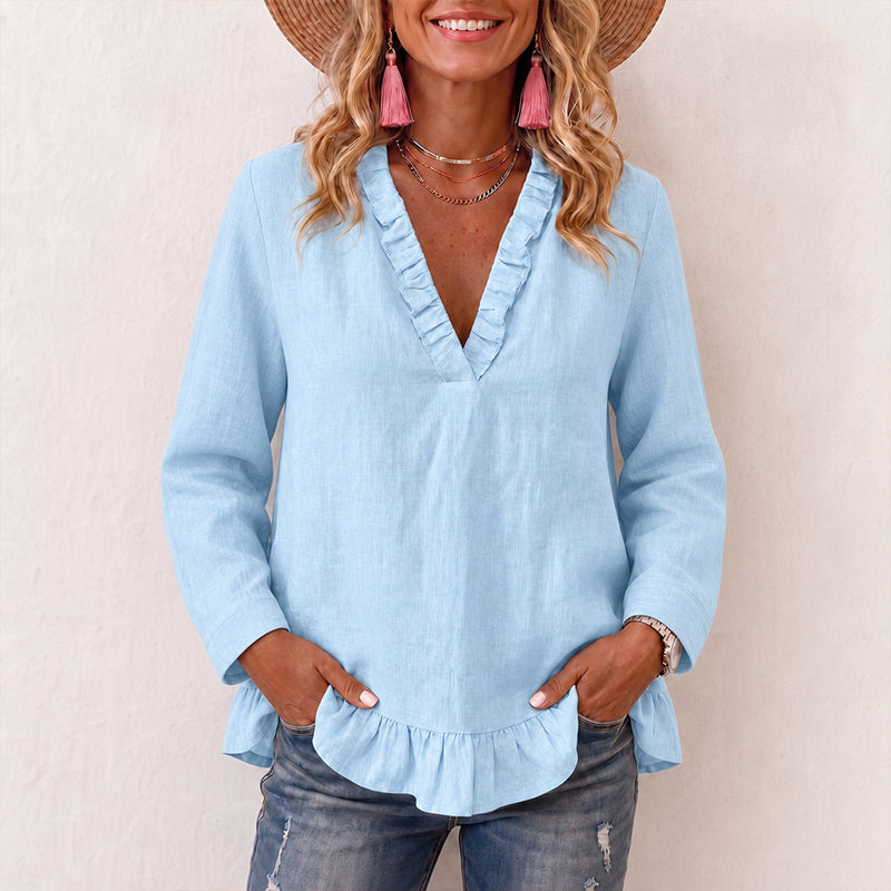 50% OFF👗💖Women's Ruffled V-Neck Blouse