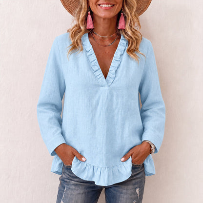 50% OFF👗💖Women's Ruffled V-Neck Blouse