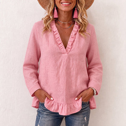50% OFF👗💖Women's Ruffled V-Neck Blouse