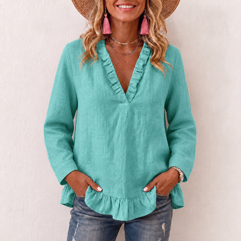 50% OFF👗💖Women's Ruffled V-Neck Blouse