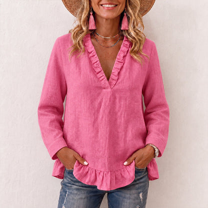 50% OFF👗💖Women's Ruffled V-Neck Blouse