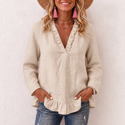 50% OFF👗💖Women's Ruffled V-Neck Blouse