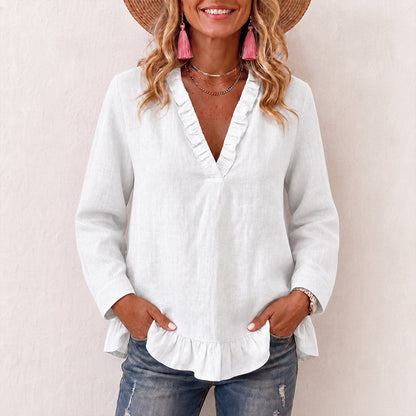 50% OFF👗💖Women's Ruffled V-Neck Blouse