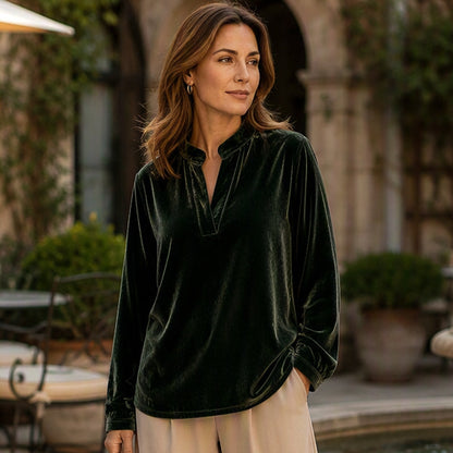 🌸Hot Sale 50% OFF💖Women's Elegant Velvet V-Neck Top