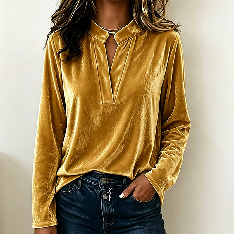 🌸Hot Sale 50% OFF💖Women's Elegant Velvet V-Neck Top