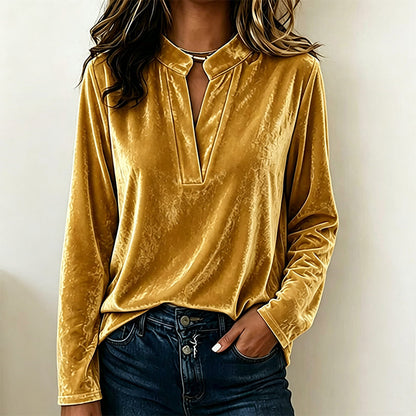 🌸Hot Sale 50% OFF💖Women's Elegant Velvet V-Neck Top
