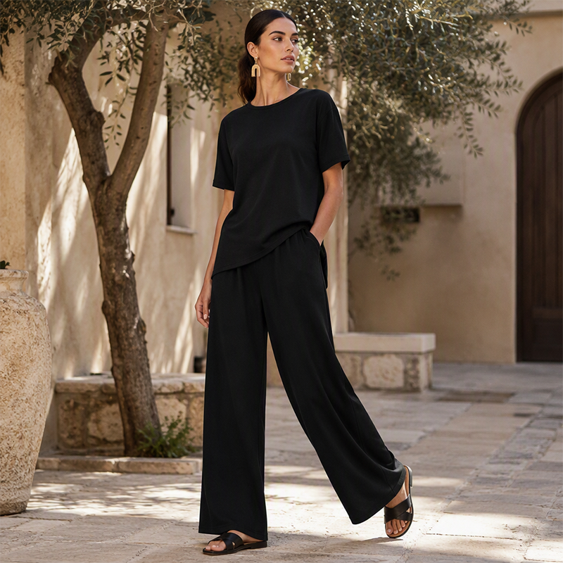 🌸Hot Sale 50% OFF💖Women's Loose-Fit Top & Wide-Leg Pants Set