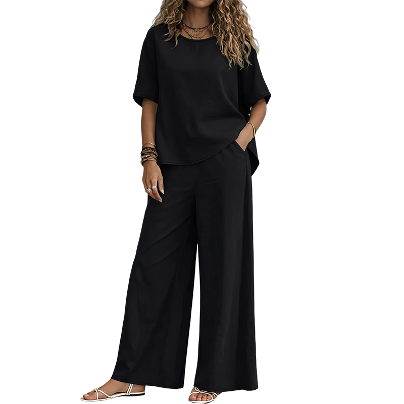 🌸Hot Sale 50% OFF💖Women's Loose-Fit Top & Wide-Leg Pants Set