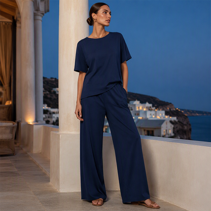 🌸Hot Sale 50% OFF💖Women's Loose-Fit Top & Wide-Leg Pants Set