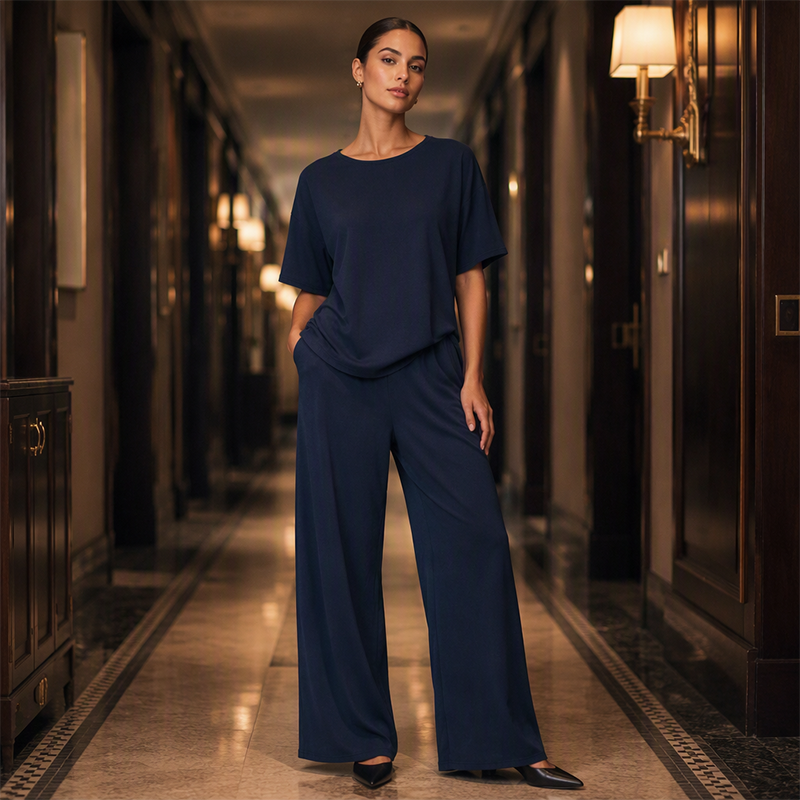 🌸Hot Sale 50% OFF💖Women's Loose-Fit Top & Wide-Leg Pants Set