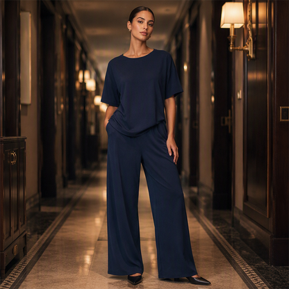 🌸Hot Sale 50% OFF💖Women's Loose-Fit Top & Wide-Leg Pants Set