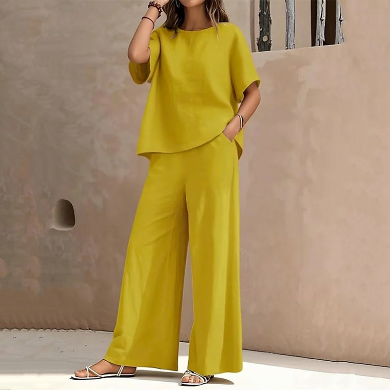 🌸Hot Sale 50% OFF💖Women's Loose-Fit Top & Wide-Leg Pants Set