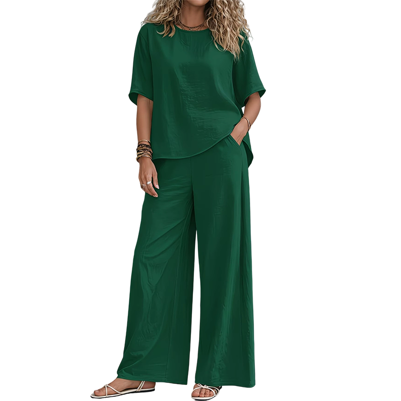 🌸Hot Sale 50% OFF💖Women's Loose-Fit Top & Wide-Leg Pants Set