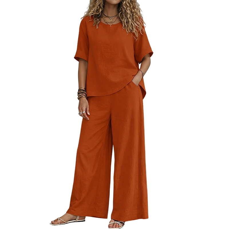 🌸Hot Sale 50% OFF💖Women's Loose-Fit Top & Wide-Leg Pants Set