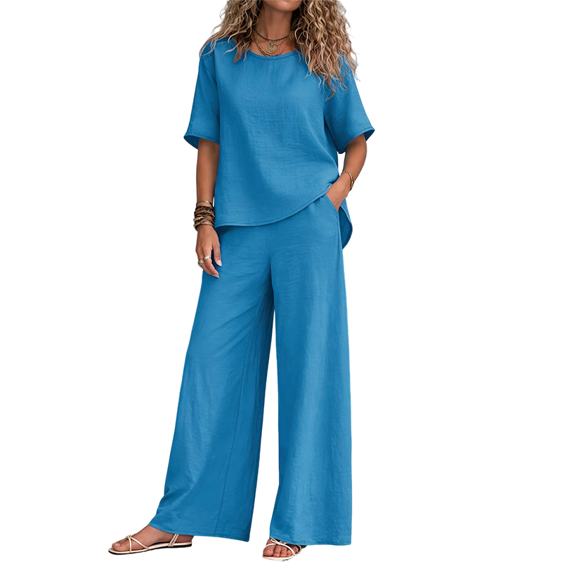 🌸Hot Sale 50% OFF💖Women's Loose-Fit Top & Wide-Leg Pants Set