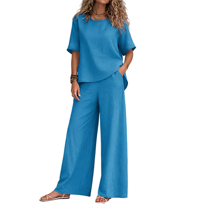 🌸Hot Sale 50% OFF💖Women's Loose-Fit Top & Wide-Leg Pants Set