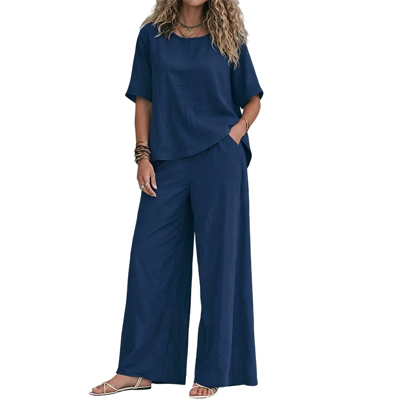🌸Hot Sale 50% OFF💖Women's Loose-Fit Top & Wide-Leg Pants Set