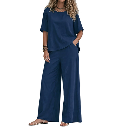 🌸Hot Sale 50% OFF💖Women's Loose-Fit Top & Wide-Leg Pants Set