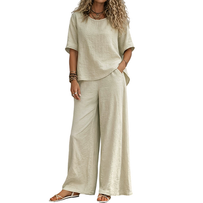🌸Hot Sale 50% OFF💖Women's Loose-Fit Top & Wide-Leg Pants Set