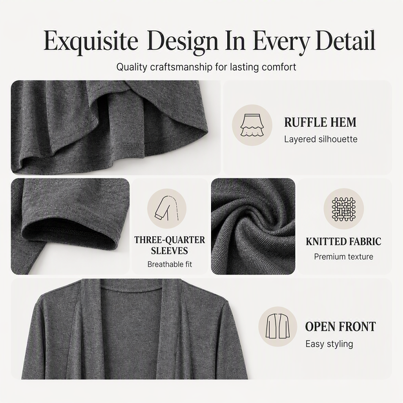 🔥Hot Sale 50% OFF🌸Women's 3/4 Sleeve Open Front Cardigan