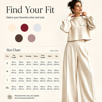✨Hot Sale 50% OFF 👖Women's Casual Cropped Top & Wide Leg Pants Set