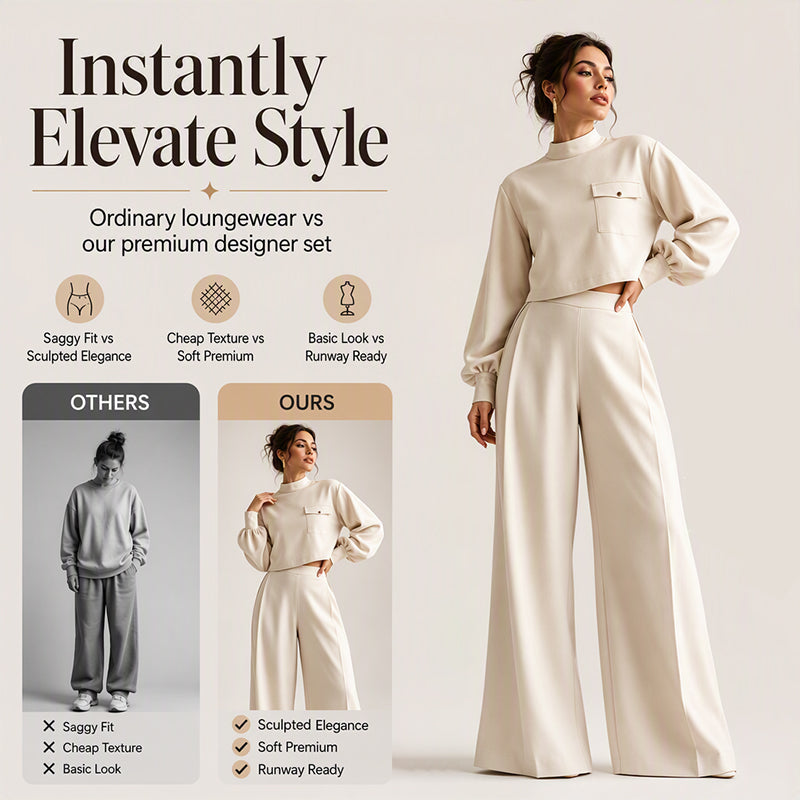 ✨Hot Sale 50% OFF 👖Women's Casual Cropped Top & Wide Leg Pants Set