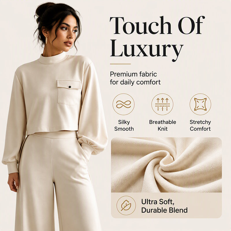 ✨Hot Sale 50% OFF 👖Women's Casual Cropped Top & Wide Leg Pants Set