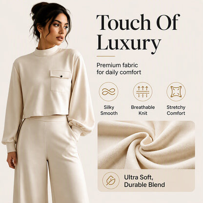 ✨Hot Sale 50% OFF 👖Women's Casual Cropped Top & Wide Leg Pants Set