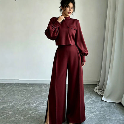 ✨Hot Sale 50% OFF 👖Women's Casual Cropped Top & Wide Leg Pants Set