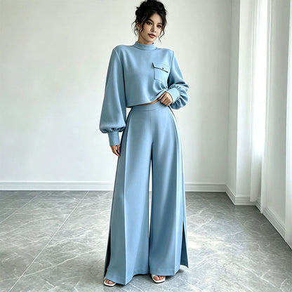 ✨Hot Sale 50% OFF 👖Women's Casual Cropped Top & Wide Leg Pants Set