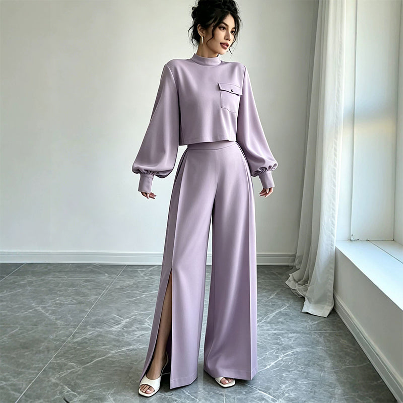 ✨Hot Sale 50% OFF 👖Women's Casual Cropped Top & Wide Leg Pants Set