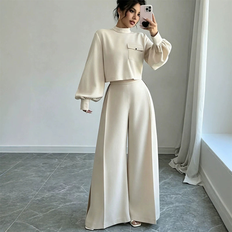 ✨Hot Sale 50% OFF 👖Women's Casual Cropped Top & Wide Leg Pants Set