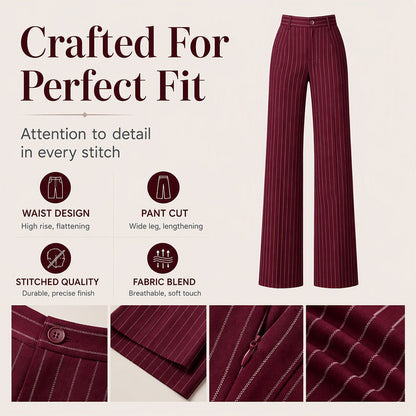 ✨Hot Sale 50% OFF 👖Women's High-Waisted Striped Wide-Leg Pants