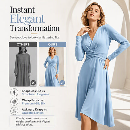 ⏰🍂Autumn Early Bird Sale-Women's Elegant V-Neck Midi Dress