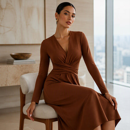 ⏰🍂Autumn Early Bird Sale-Women's Elegant V-Neck Midi Dress