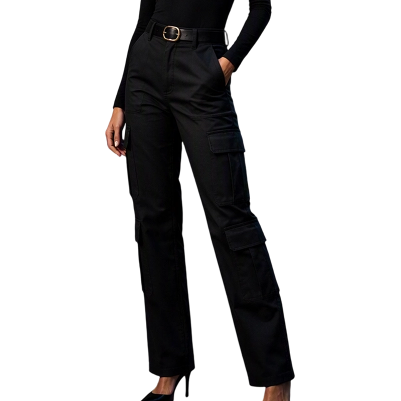 Women's High Waisted Cargo Pants Relaxed Fit Straight Leg Utility Trousers with Pockets
