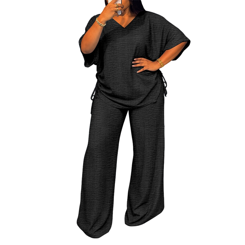 🌸Hot Sale 50% OFF💖Women’s Casual V-Neck Top & Wide-Leg Pants Set