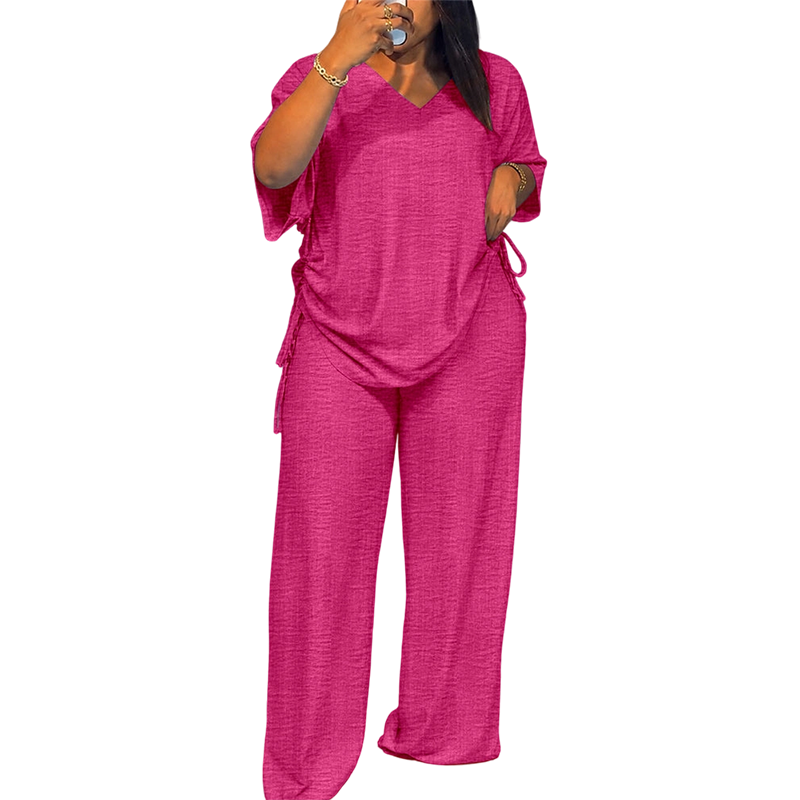 🌸Hot Sale 50% OFF💖Women’s Casual V-Neck Top & Wide-Leg Pants Set
