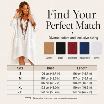 🌸Hot Sale 50% OFF💖Women's Loose V-Neck Asymmetrical Dress