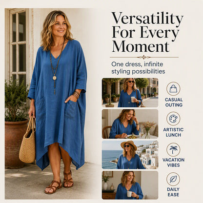 🌸Hot Sale 50% OFF💖Women's Loose V-Neck Asymmetrical Dress