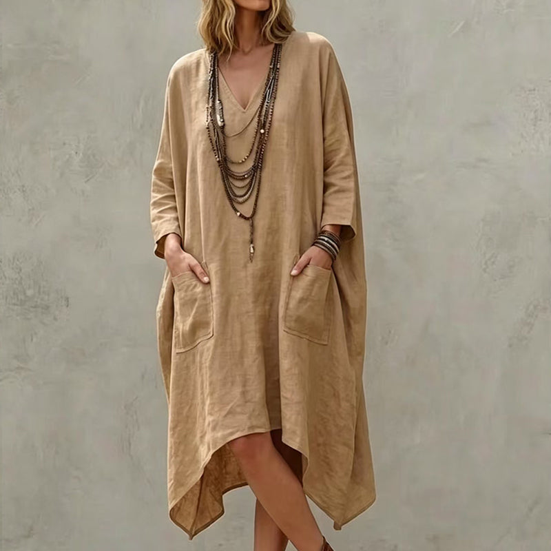 🌸Hot Sale 50% OFF💖Women's Loose V-Neck Asymmetrical Dress