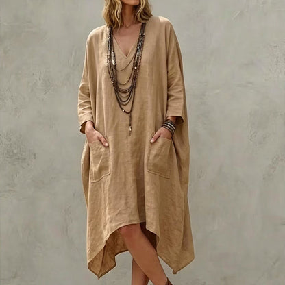 🌸Hot Sale 50% OFF💖Women's Loose V-Neck Asymmetrical Dress